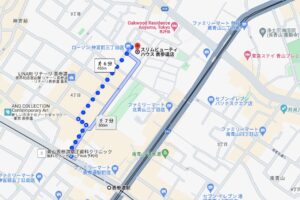 JR表参道駅からスリムビューティハウス表参道店へのルート案内地図