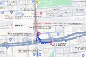 JR錦糸町駅からスリムビューティハウス錦糸町店へのルート案内地図