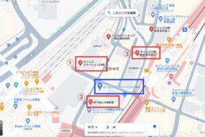 スリムビューティハウス川崎店の周辺にあるコインパーキング情報MAP画像