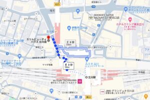 JR立川駅からスリムビューティハウス立川店へのアクセスMAP画像