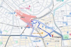 JR千葉駅からスリムビューティハウス千葉総本店へのアクセスMAP画像