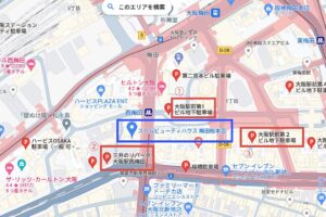 スリムビューティハウス梅田総本店周辺のコインパーキングMAP