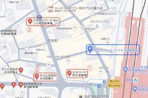 スリムビューティハウス所沢駅前店の周辺コインパーキングMAP画像